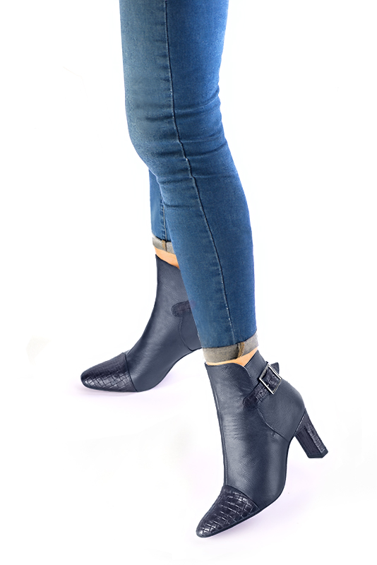 Boots habill es femme bleu marine Boots avec des boucles l